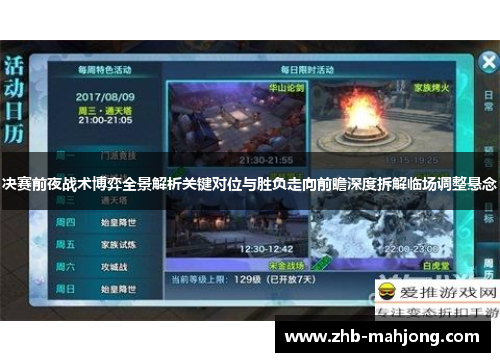 决赛前夜战术博弈全景解析关键对位与胜负走向前瞻深度拆解临场调整悬念 决赛前夜战术博弈全景解析关键对位与胜负走向前瞻深度拆解临场调整悬念